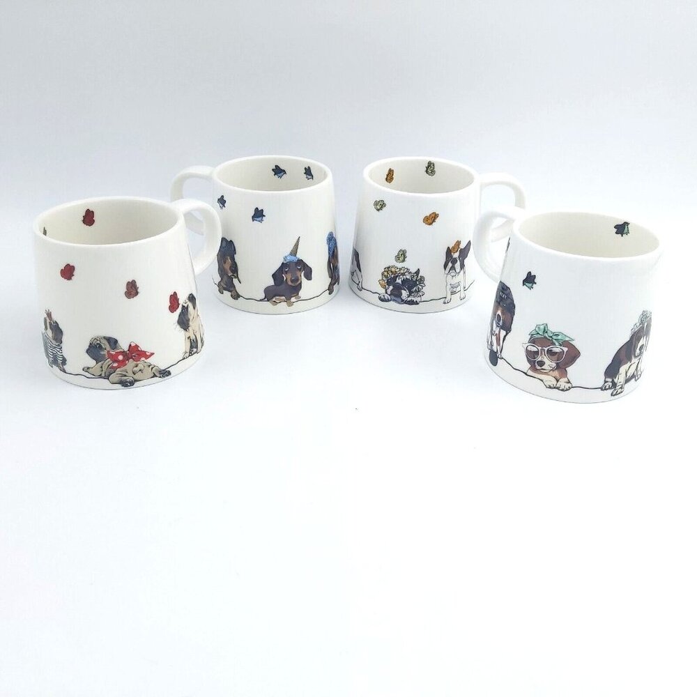 Paws Cafe Mugs-Set of 4 Different Dog Designs-BIA Cordon Bleu